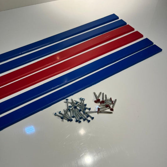  Ultimate Rink-Rink line kit with 2 red and 4 blue 1.5 inch x 48 inch vertical markers. 
